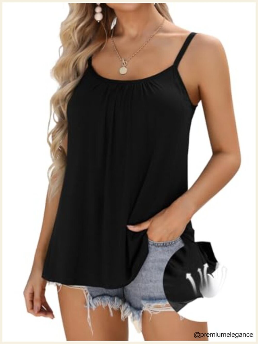 Women's Built-In Bra Tank Top Loose Fit Adjustable Straps Summer